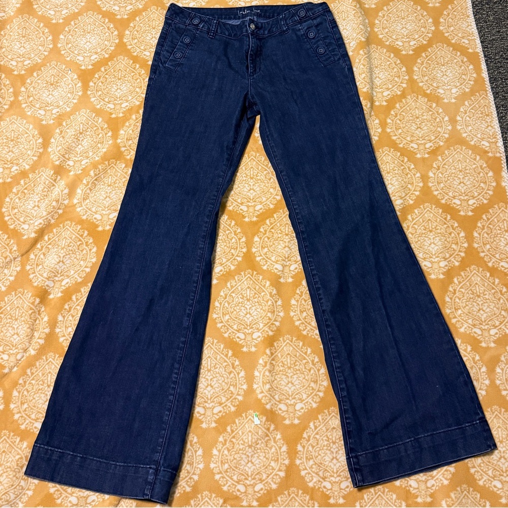 London Jean dark wash low rise flare jeans